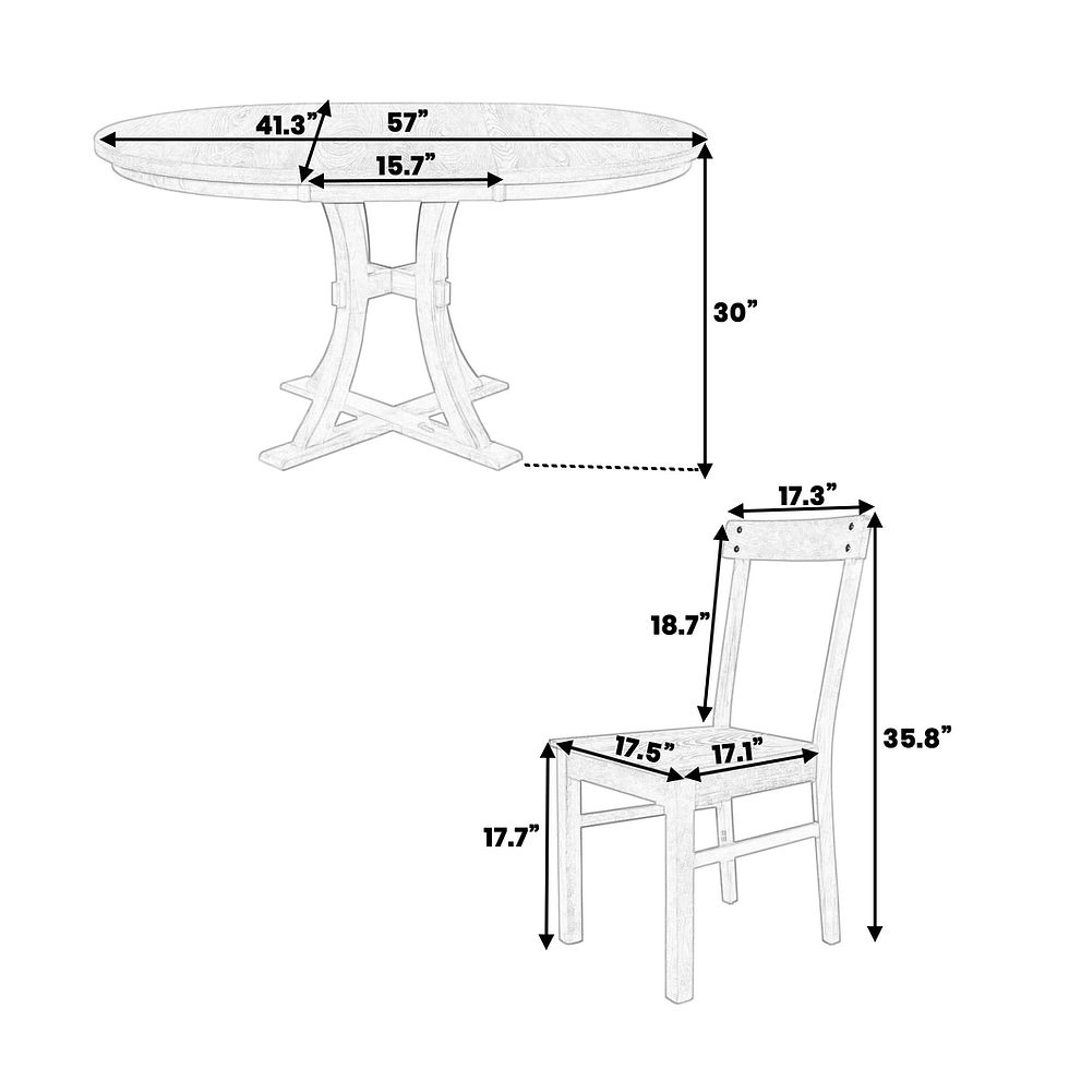 Thumbnail: 5-Piece Rustic Round Pedestal Extendable Dining Table Set
