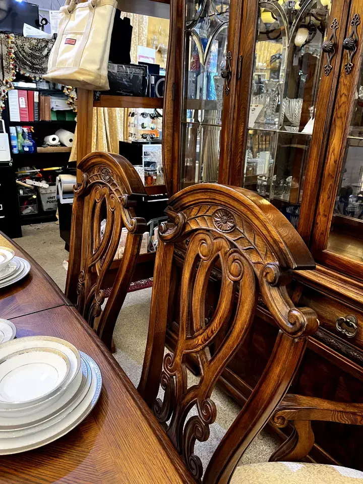 Thumbnail: AICO by Michael Amini Oak Royale 7PC dining set and China Cabinet