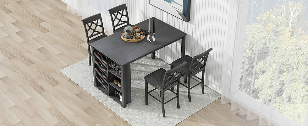 Thumbnail: Table With Curved Wine Rack and 4 Upholstered Ch
