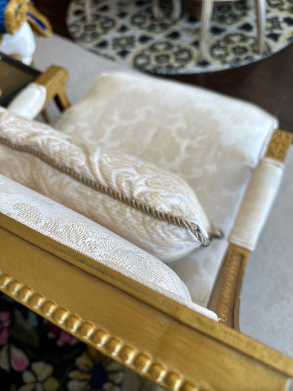 Thumbnail: Off white and gold accent chair   