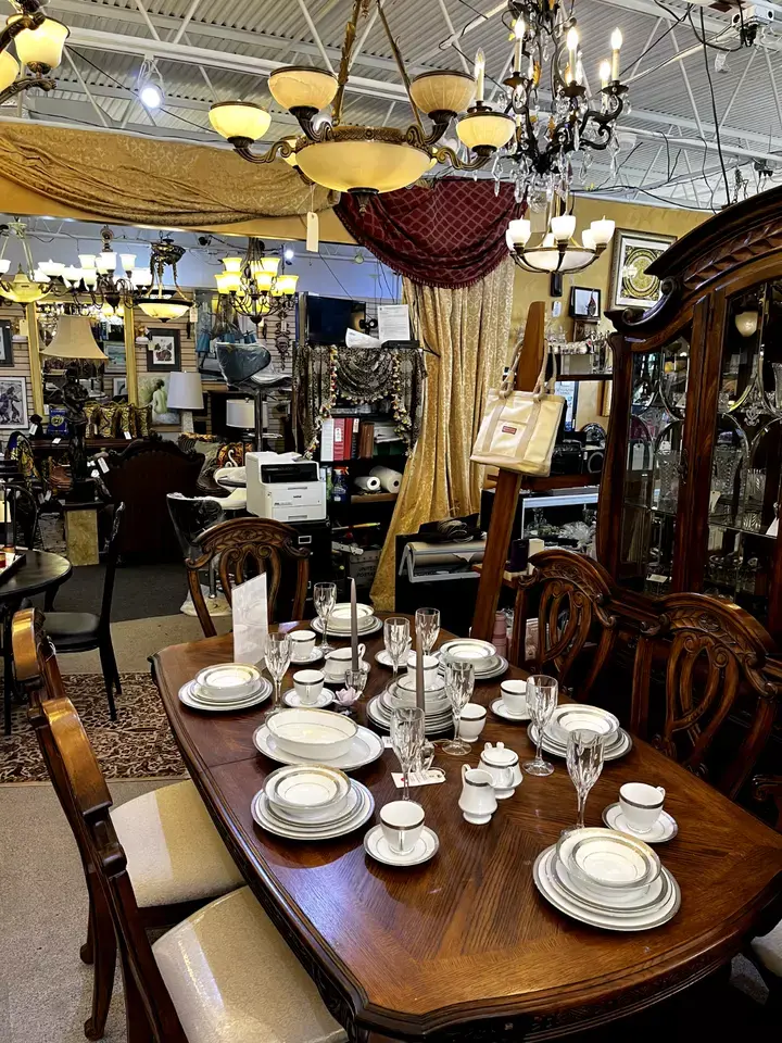 Thumbnail: AICO by Michael Amini Oak Royale 7PC dining set and China Cabinet