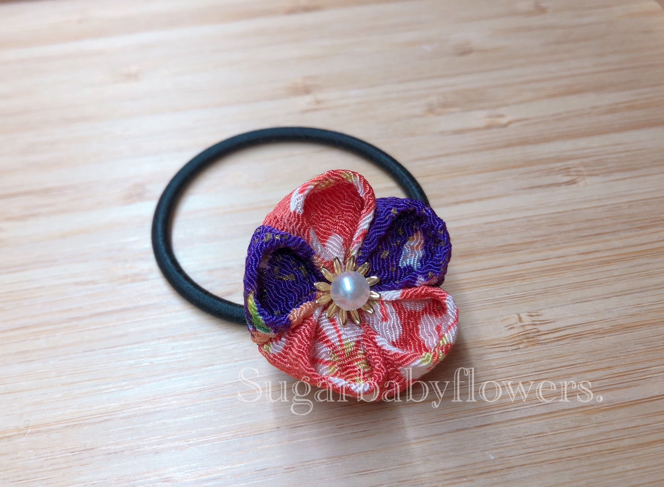 粉紅紫日本布藝花