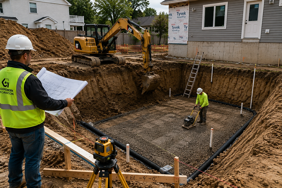contractors working on basement excavation