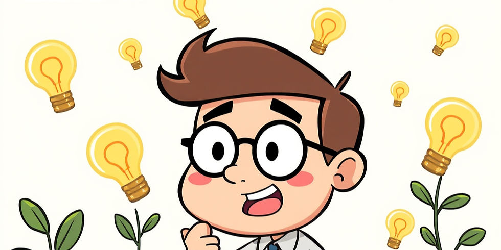 Man coming up with lots of ideas