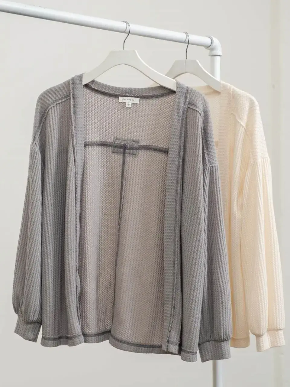 Reverse Stitched Open Front Cardigan
