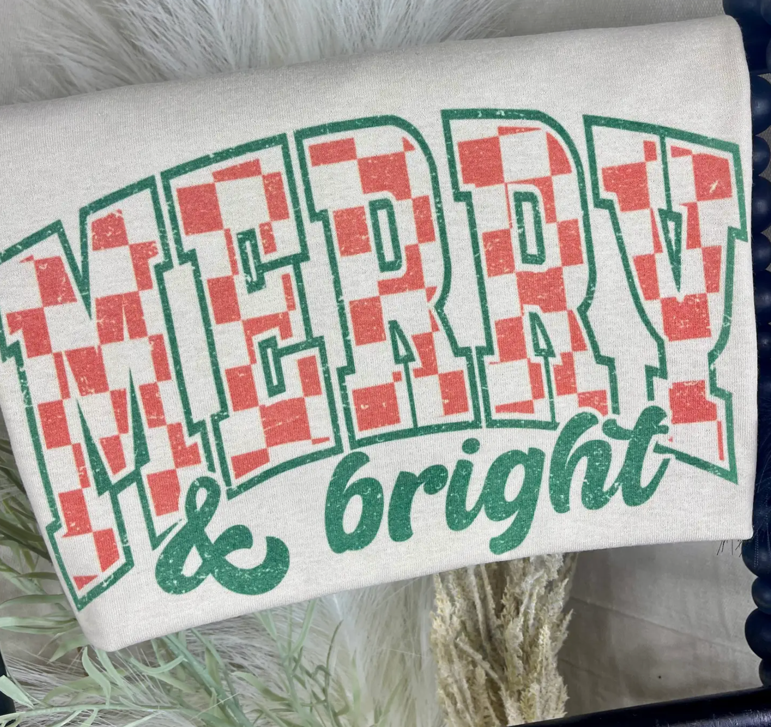 Checkered Merry & Bright Tee