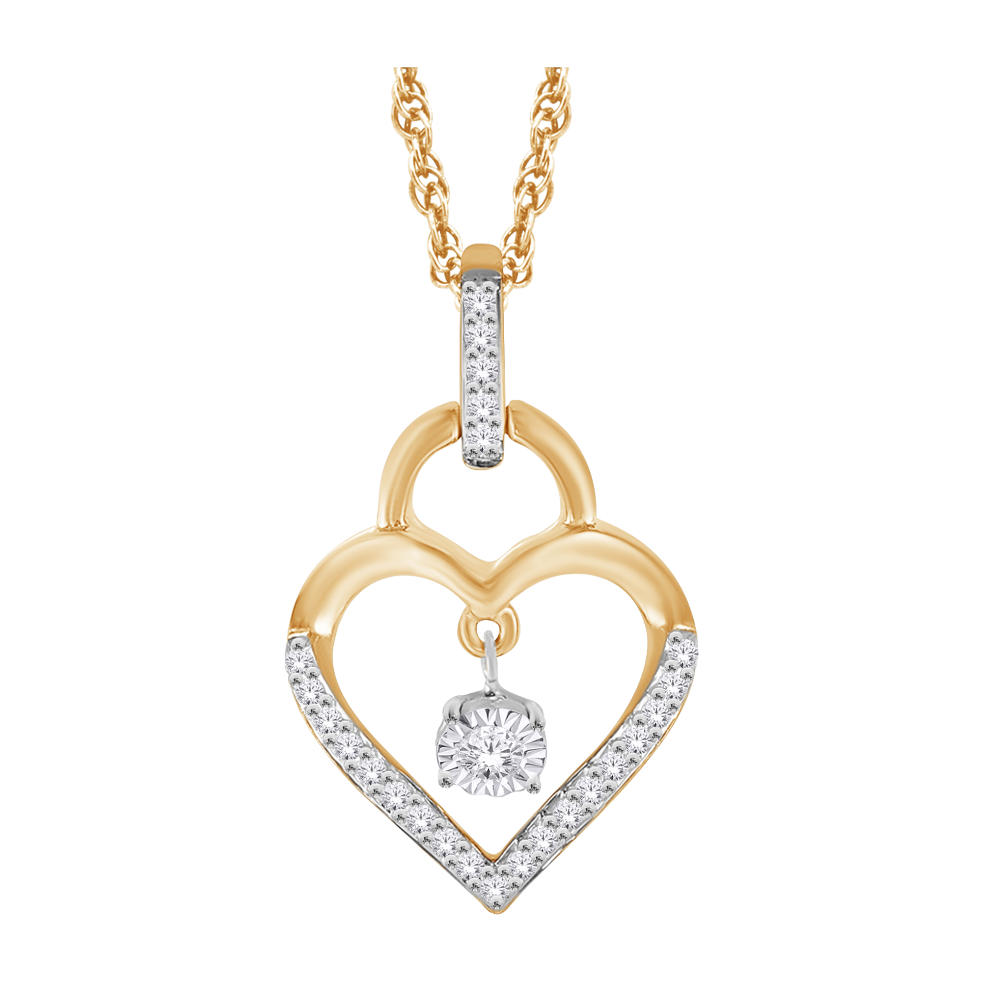 Pendentif cœur or 10k et diamants