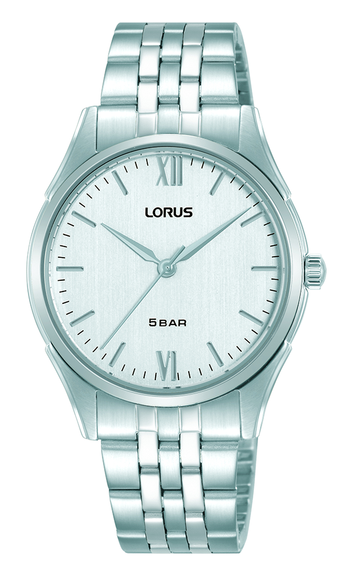 Montre quartz dame boitier et bracelet acier avec fond blanc