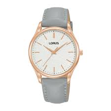 Montre dame quartz boitier cuivré bracelet cuir gris