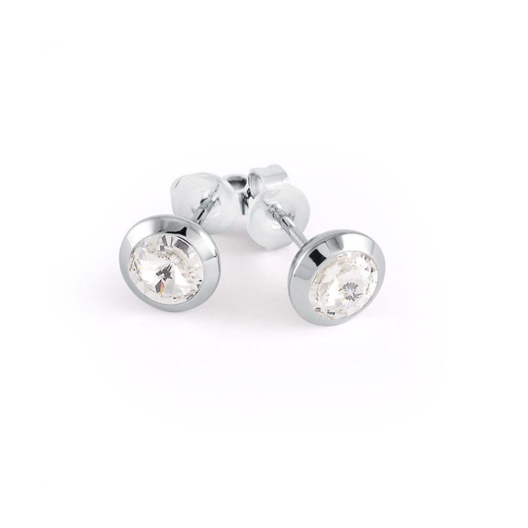 Boucles d'oreilles acier et cubiques serti clos