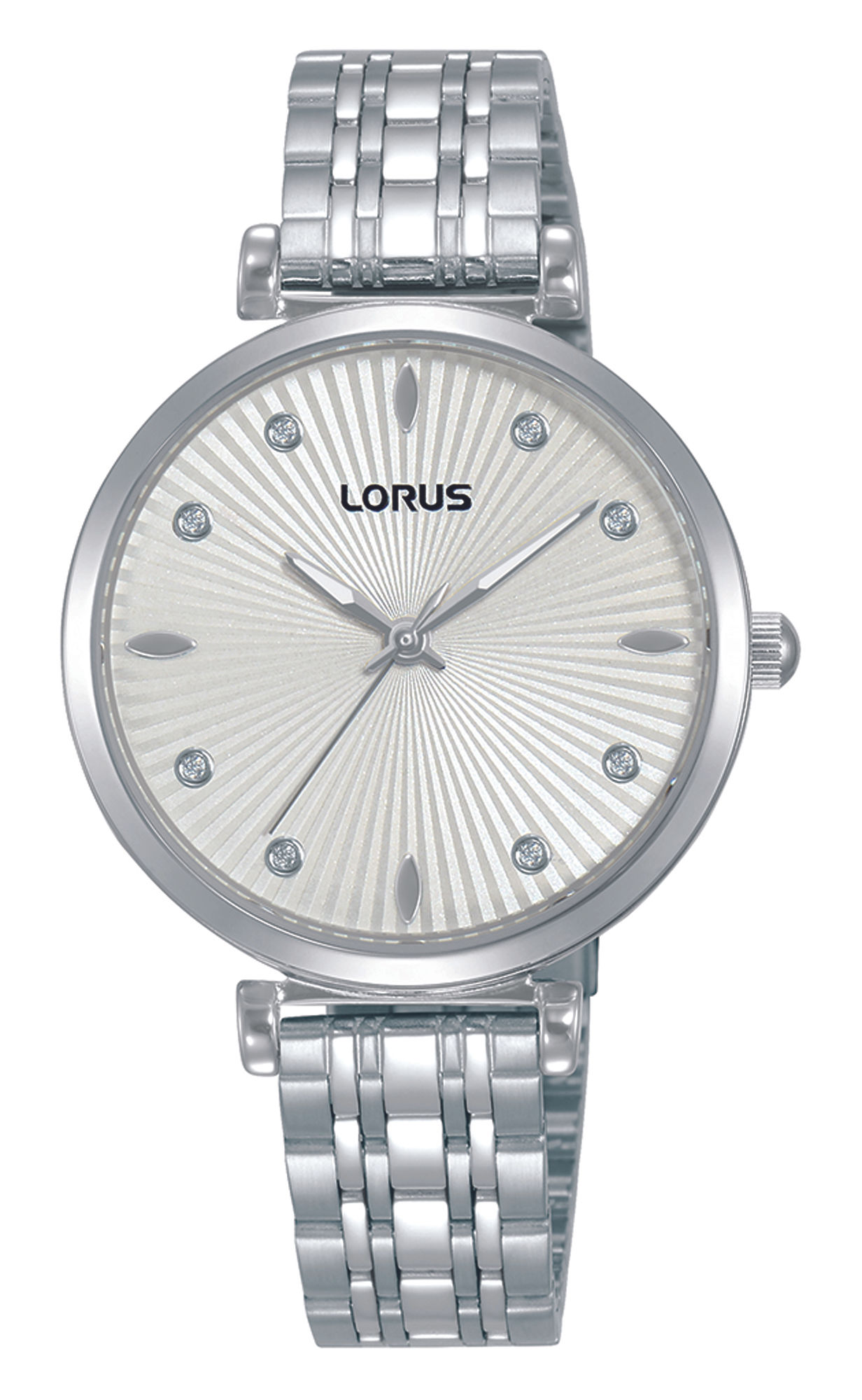 Montre dame quartz boitier et bracelet acier fond clair