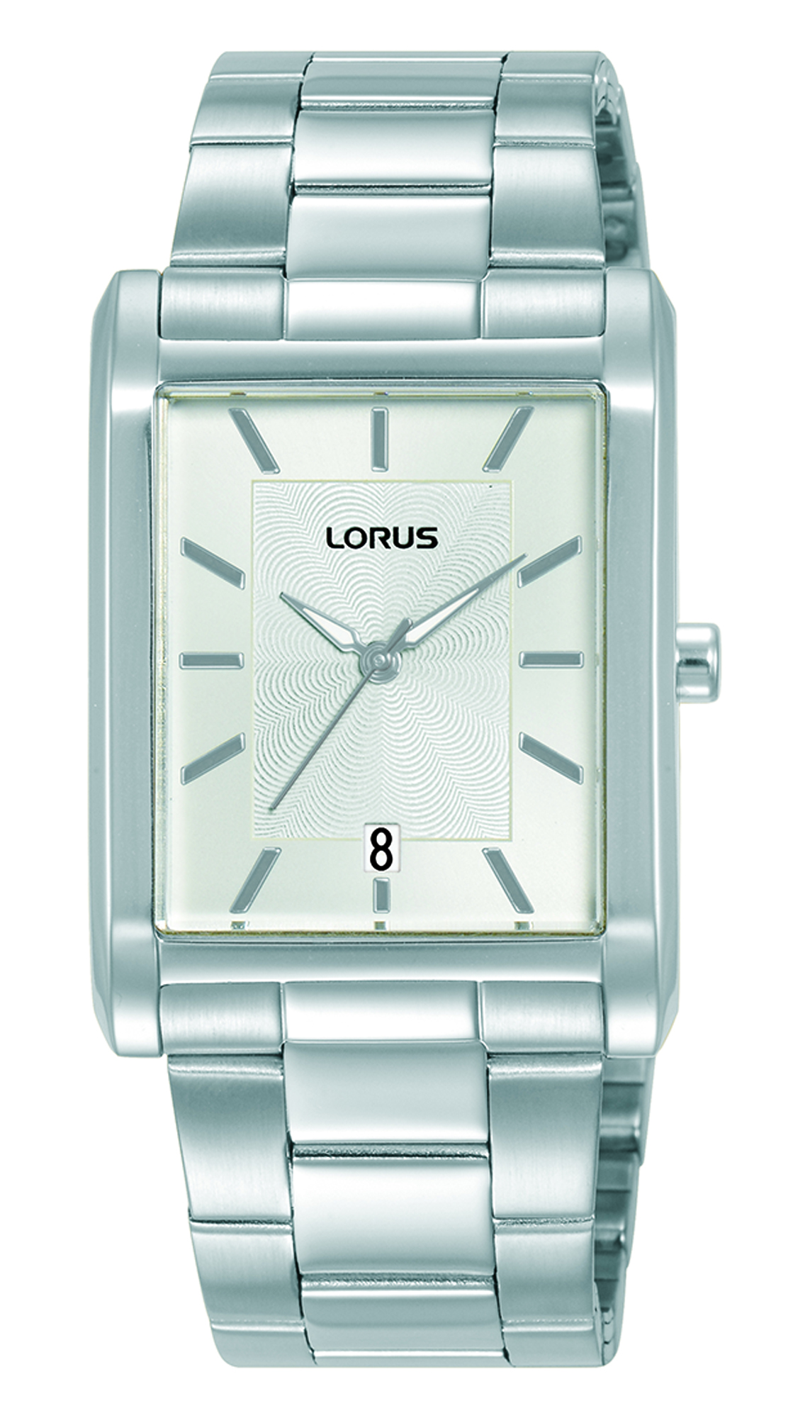 Montre homme quartz boitier et bracelet acier fond clair et date