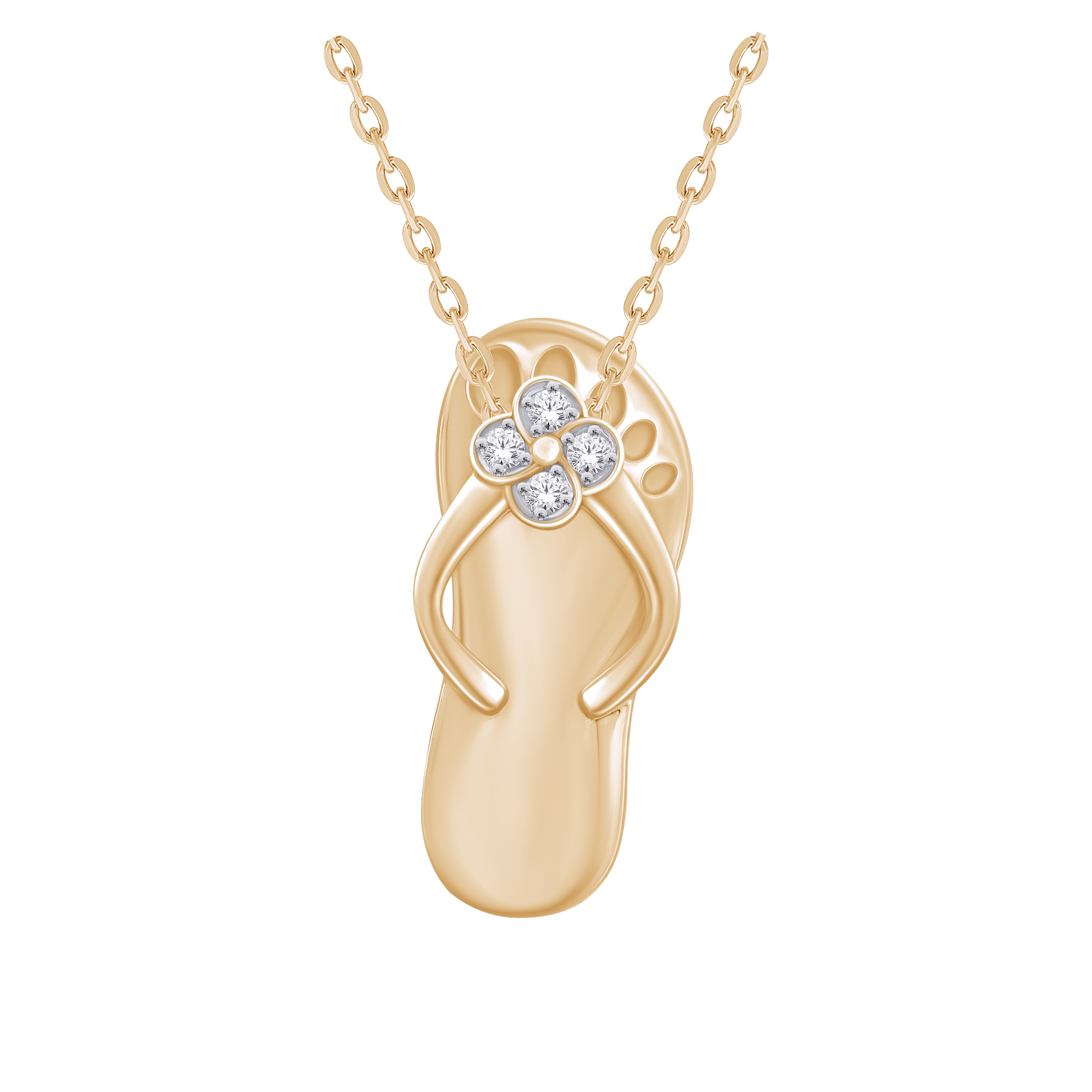 Pendentif tong en or jaune 14k avec diamants
