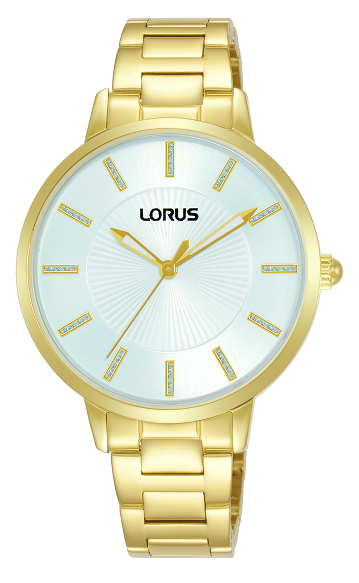 Montre dame à quartz bracelet et boitier plaqué or fond blanc