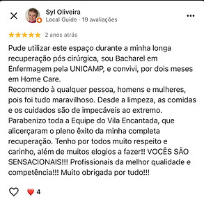 Avaliação positiva sobre a Vila Encantada Casa de Repouso em Campinas