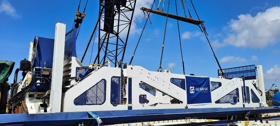 Oversized cargo lifted using crane for export transport