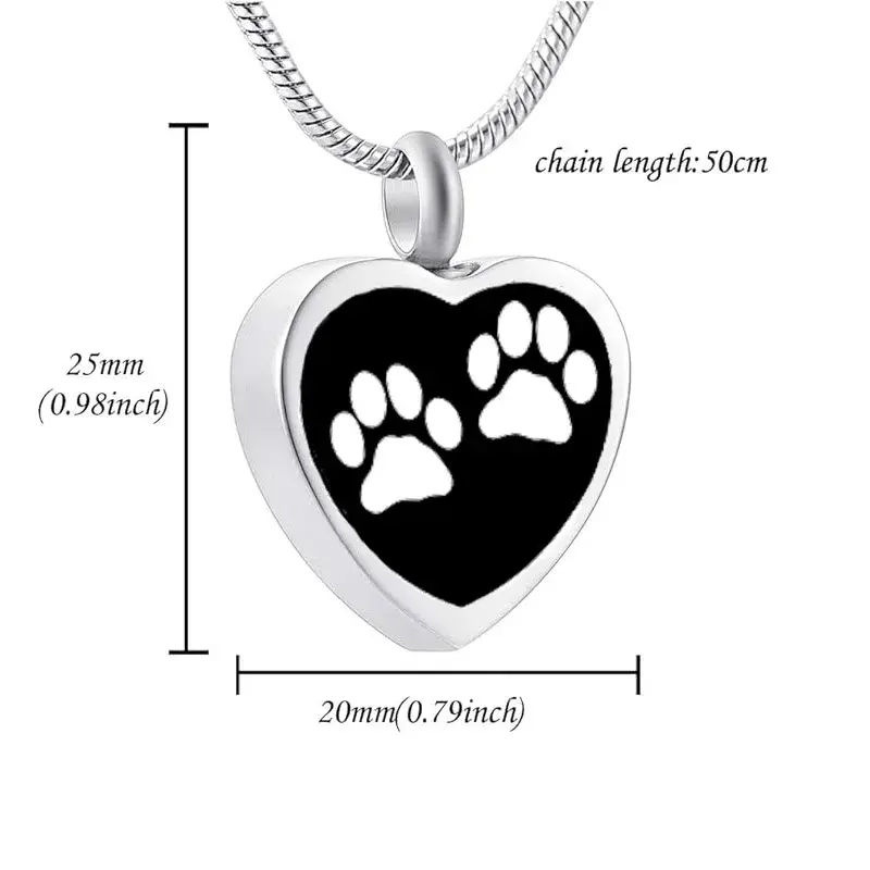 Thumbnail: Heart-Shaped Pet Paw Print Urn Pendant Necklace