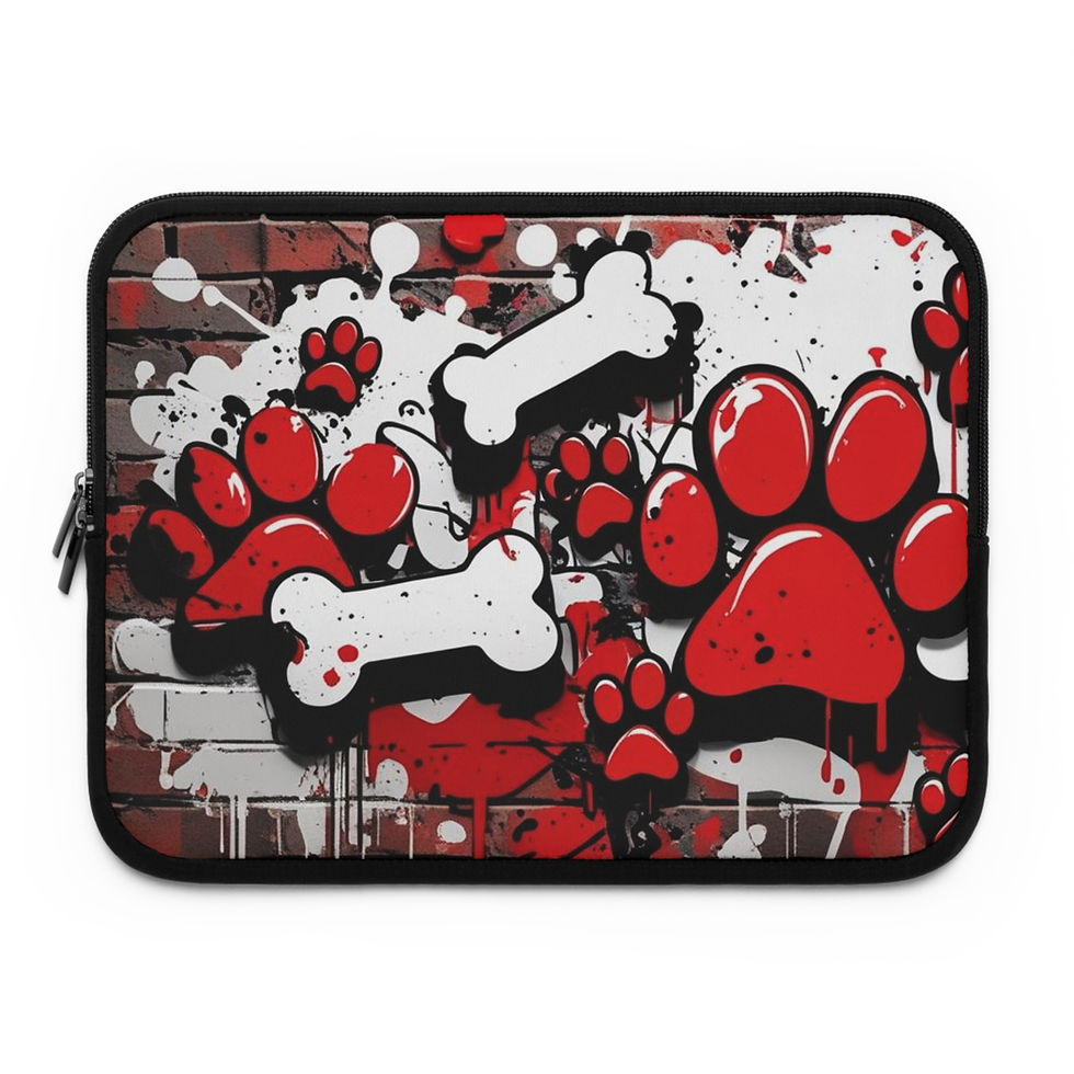 Red Graffiti Paw Print Laptop Sleeve 