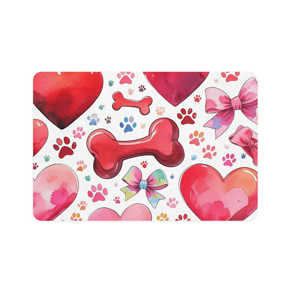 Thumbnail: Cute Pet Food Mat with Hearts & Bones