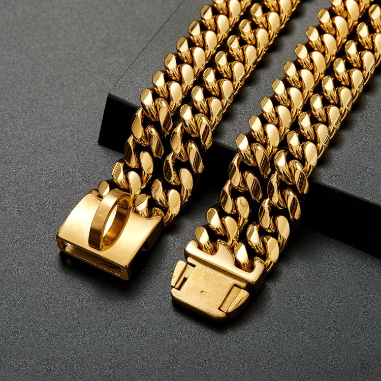 Thumbnail: 24mm 18K Gold Cuban Dog Chain Collar