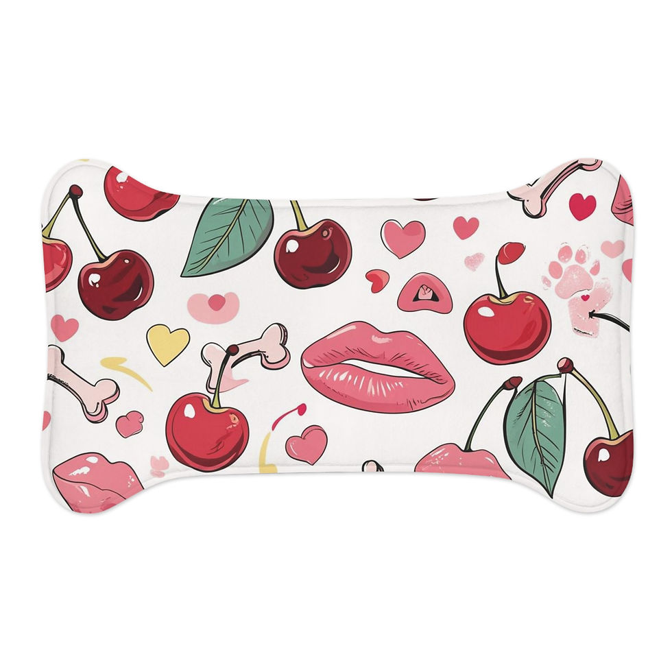 Thumbnail:  Pet Feeding Mat with Fun Cherry and Lip Design