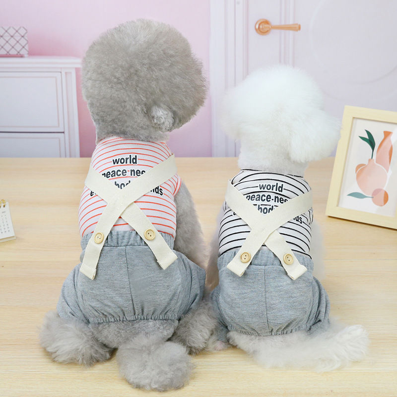 Thumbnail: Striped Dog Shirt with Denim Overalls