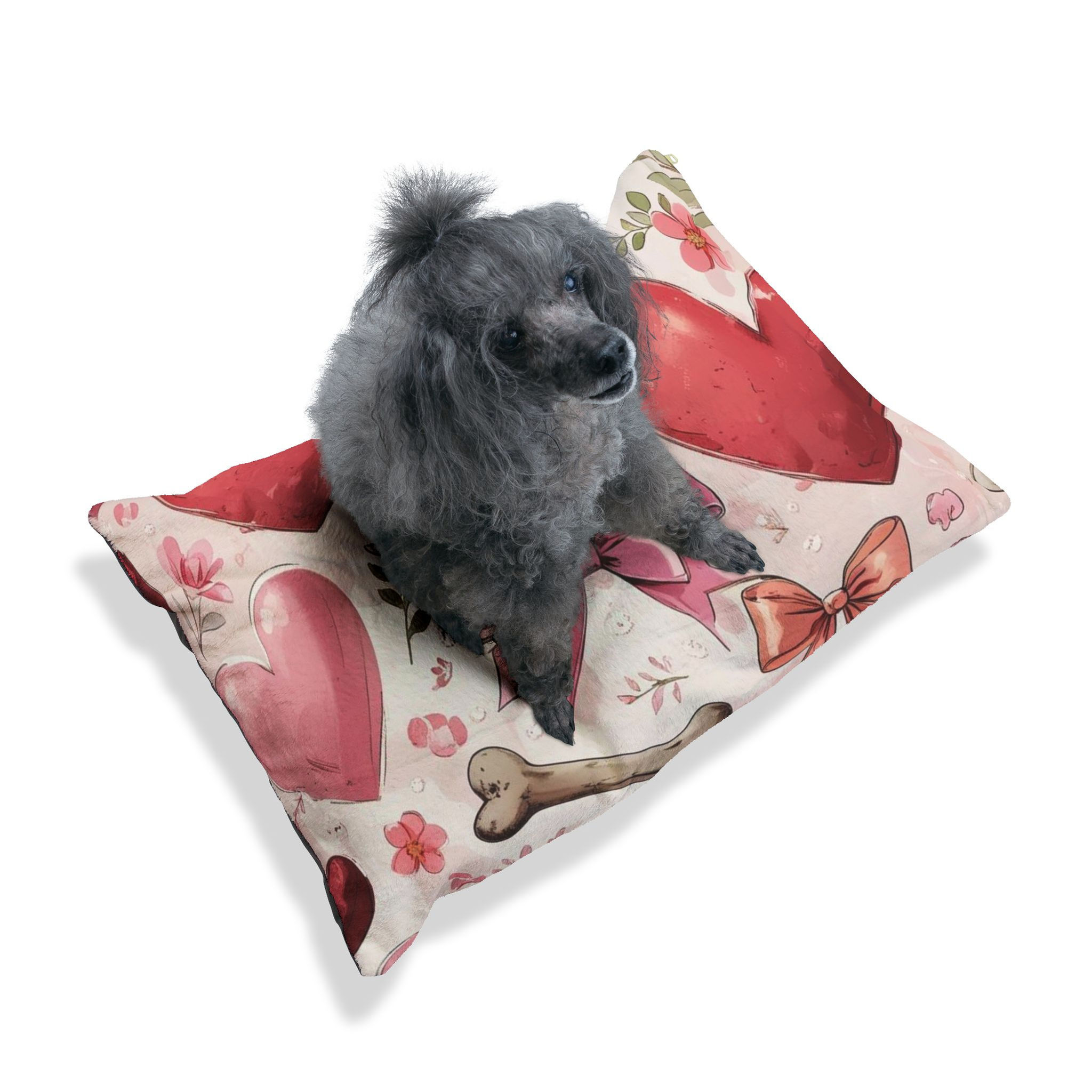 IRomantic Pet Bed with Hearts and Bones