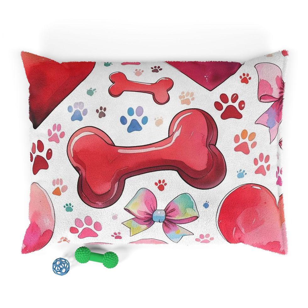 Thumbnail: Colorful Heart & Bone Pet Bed for Cozy Pets