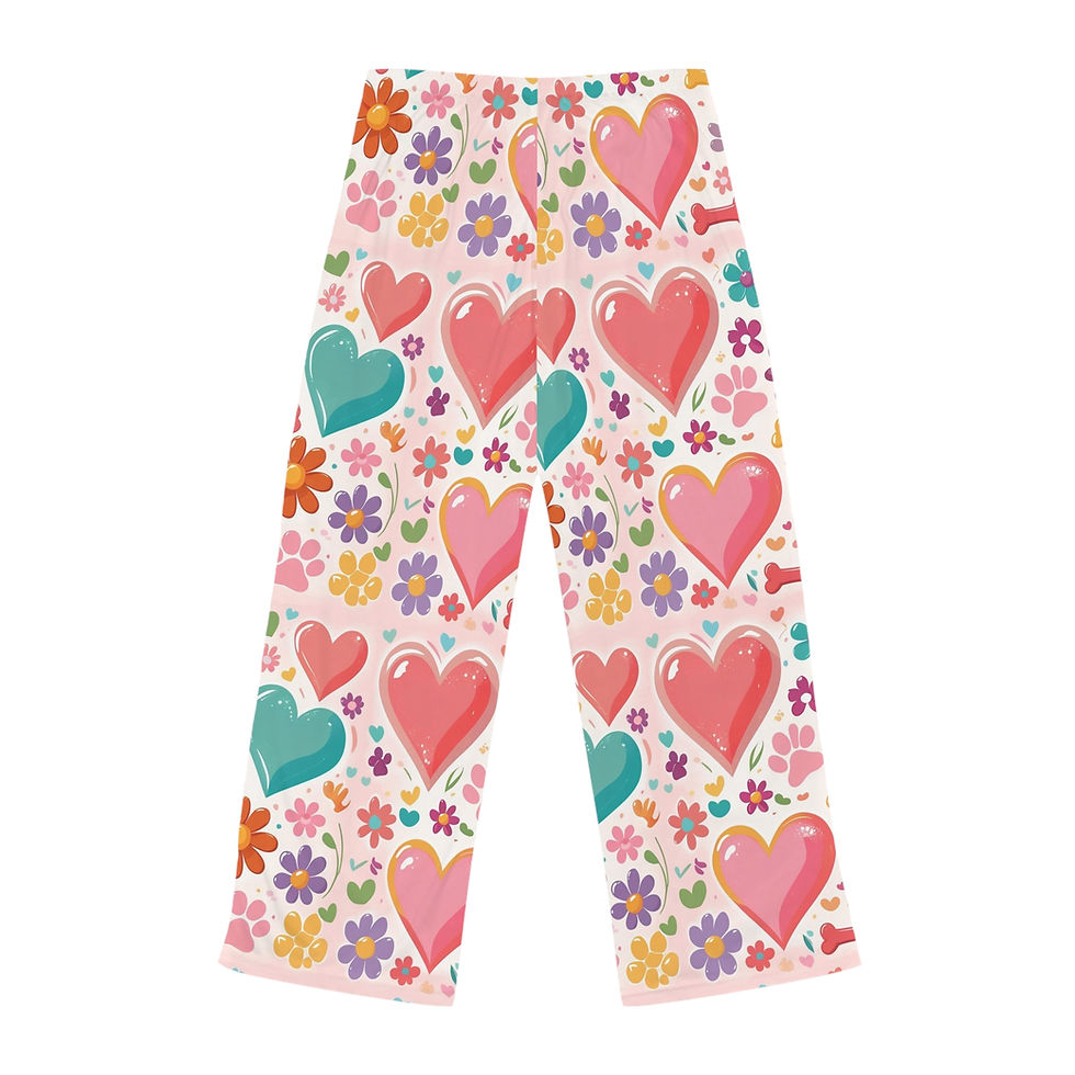 Thumbnail: Cozy Floral Heart Pajama Pants, Cute Lounge Wear