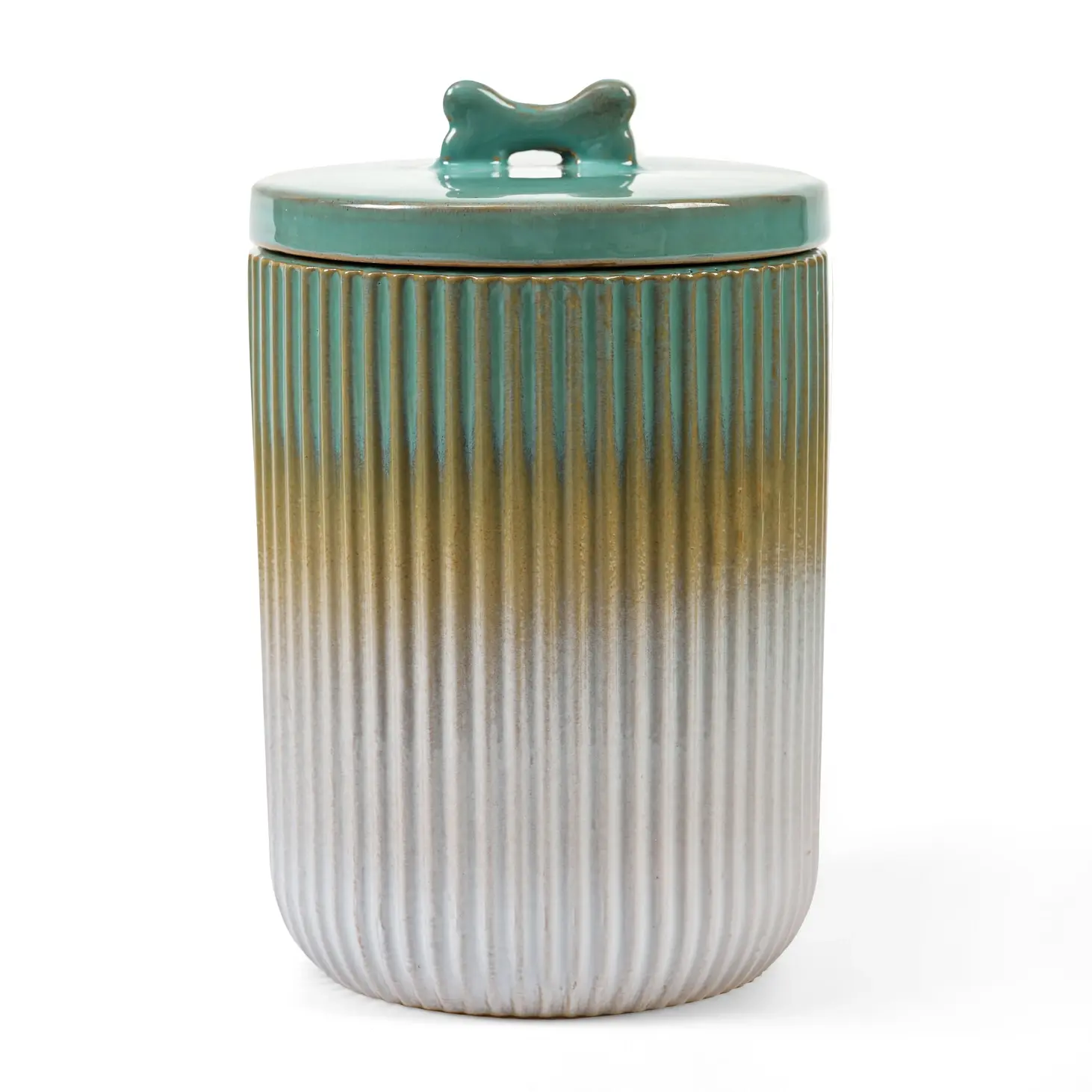 Modern Ceramic Dog Treat Jar – Skandi Ribbed Canister
