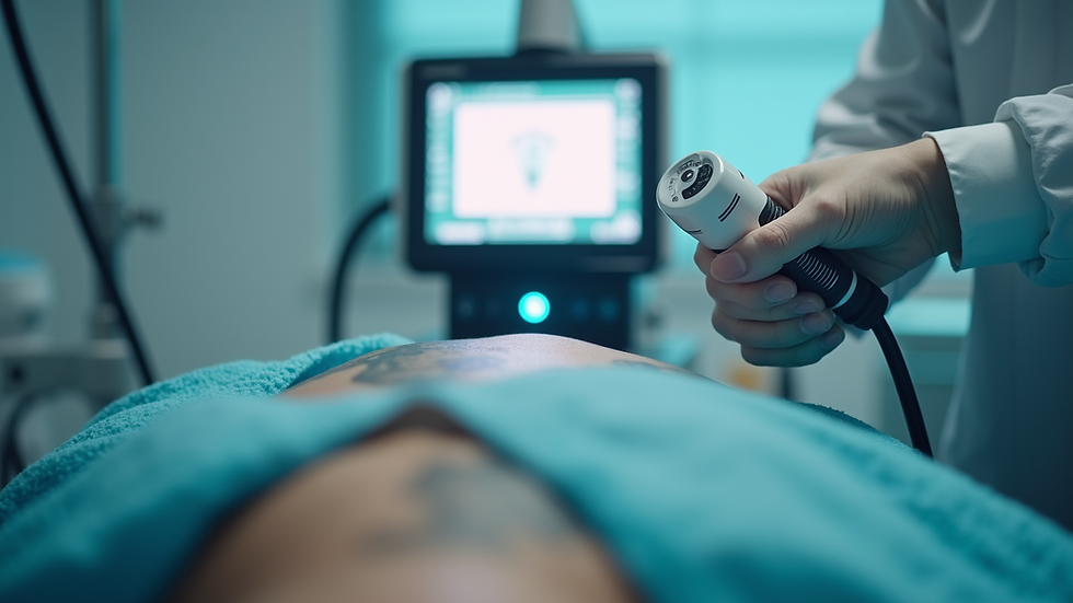 Laser tattoo removal machine used during a certification training session in a clinical setting