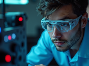 Laser safety officer wearing protective eyewear during certification training