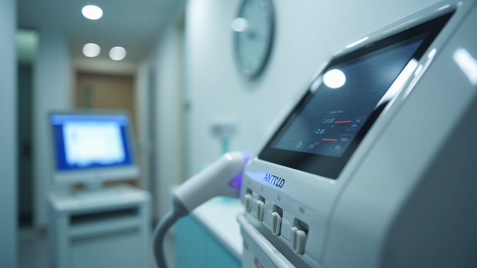 Close-up view of a laser hair removal machine in a clinic