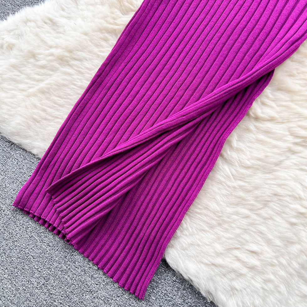 Thumbnail: YuooMuoo Chic Fashion Sexy Wrap Hips Split Knitted Autumn Dress Women Slim Elast