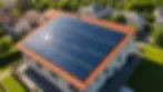 High angle view of solar panels on the roof of a house