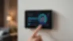 View of the smart thermostat display screen at eye level
