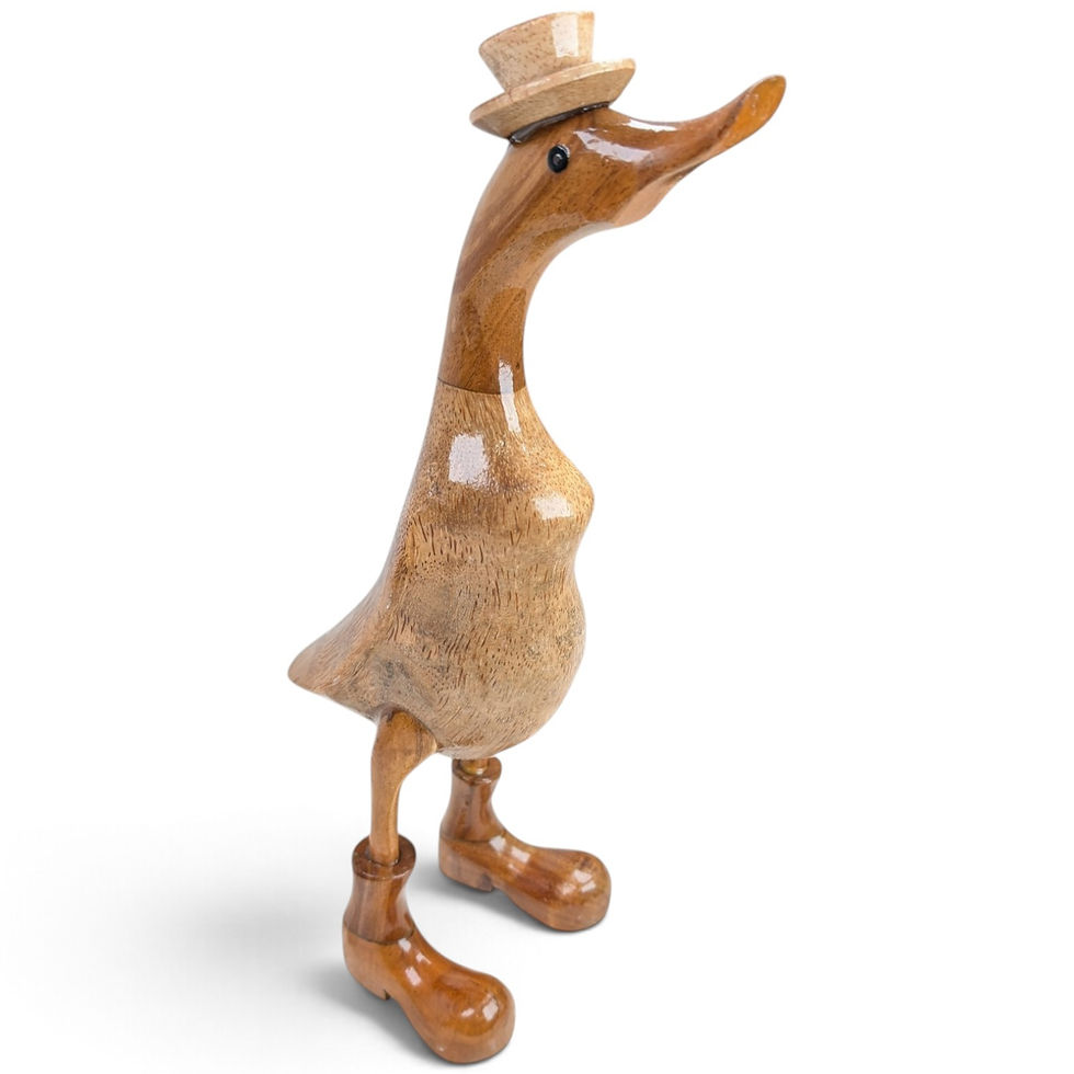 Thumbnail: Large teakwood duck figurine with visible two-tone grain variations