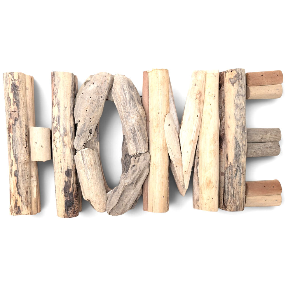 Thumbnail: Front view of a weathered driftwood HOME wall sign