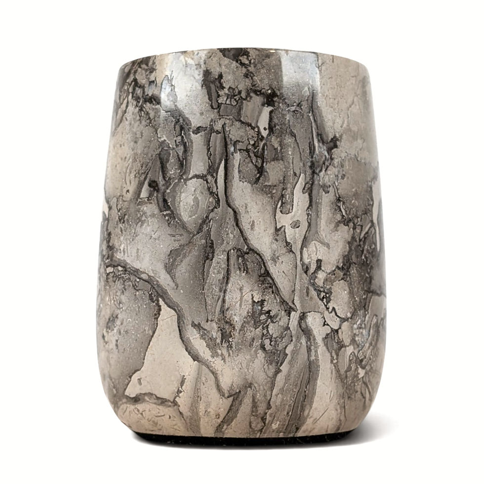 Thumbnail: Patterned marble holder for upright toothbrush storage