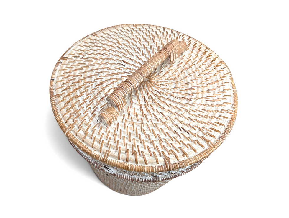 Thumbnail: Open woven rattan bin showing its spacious round interior