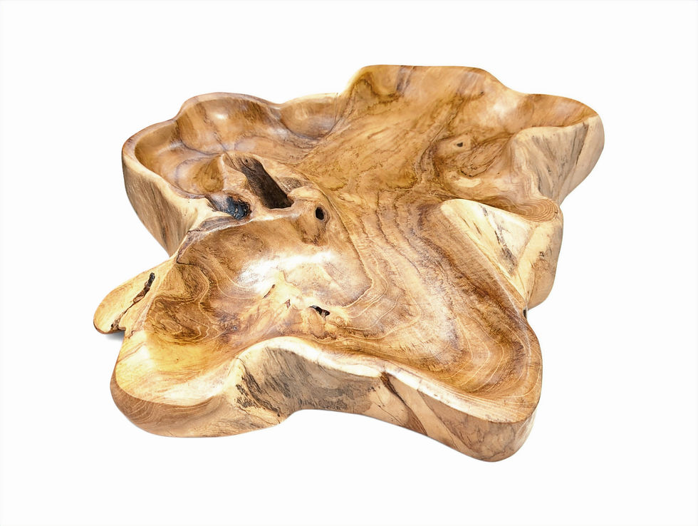 Teak countertop bowl with individual grain patterns