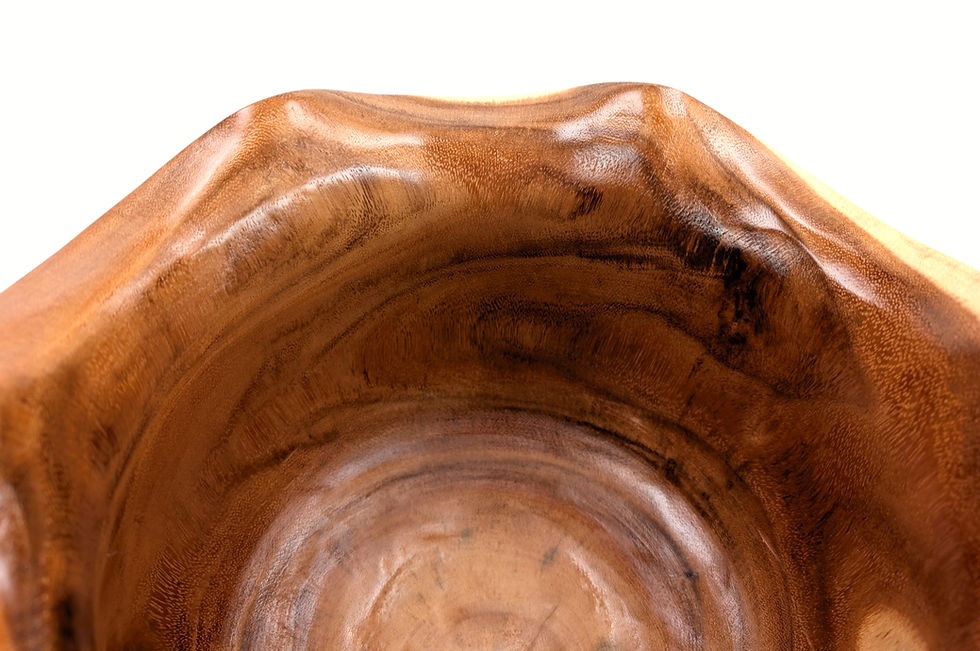Thumbnail: Wide-mouth teak planter with a substantial rounded profile