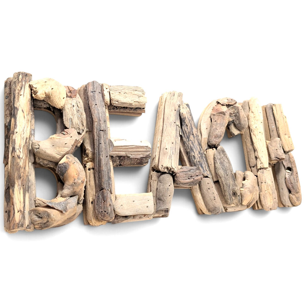 Thumbnail: Natural driftwood beach sign with brown tan and gray coloring