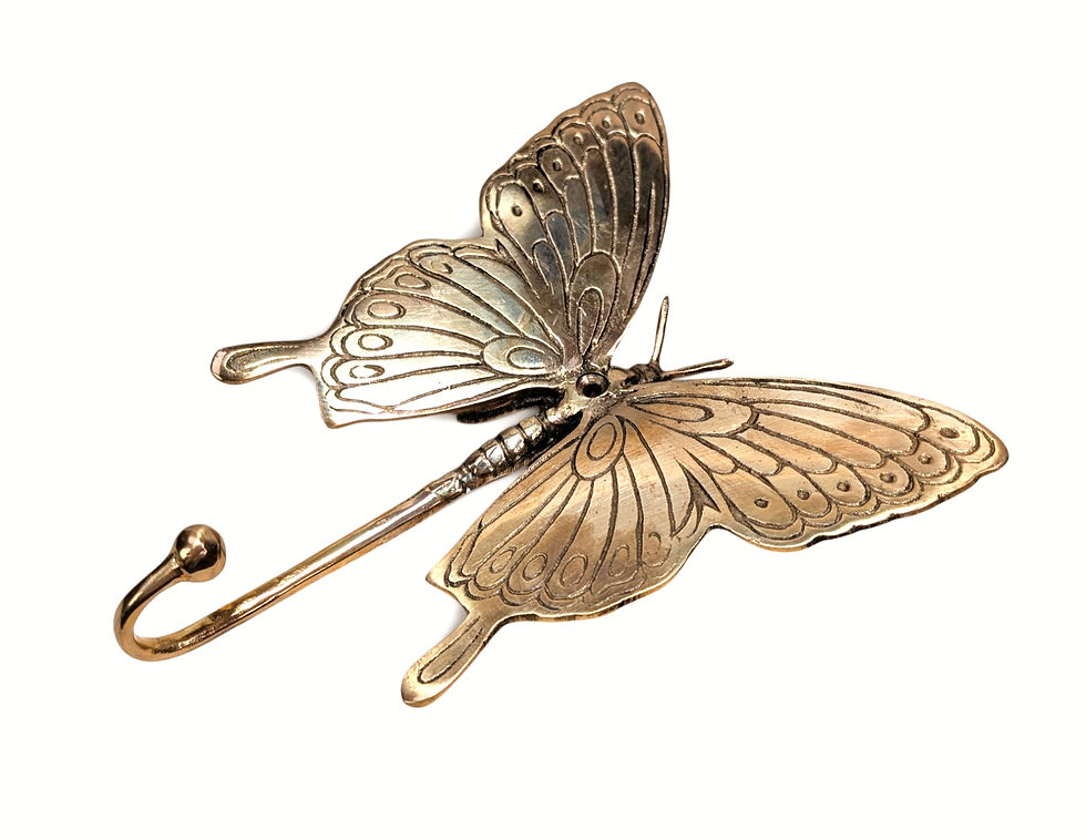 Brass Butterfly Door Hanger designed for jackets and coats