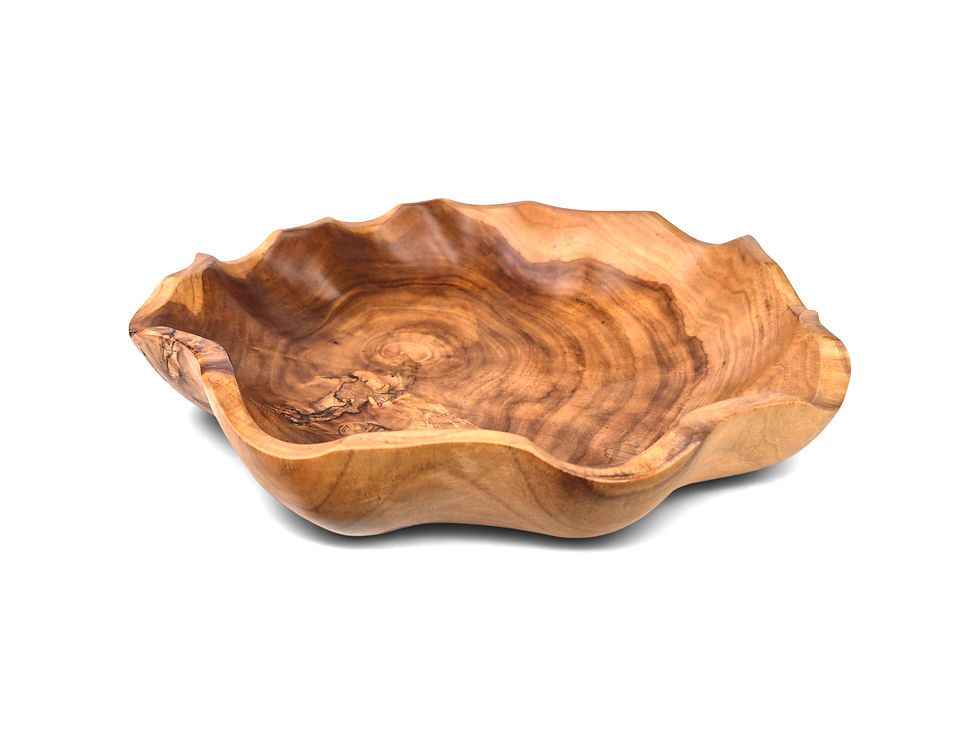 Artisan-crafted teakwood bowl featuring an organic undulating rim