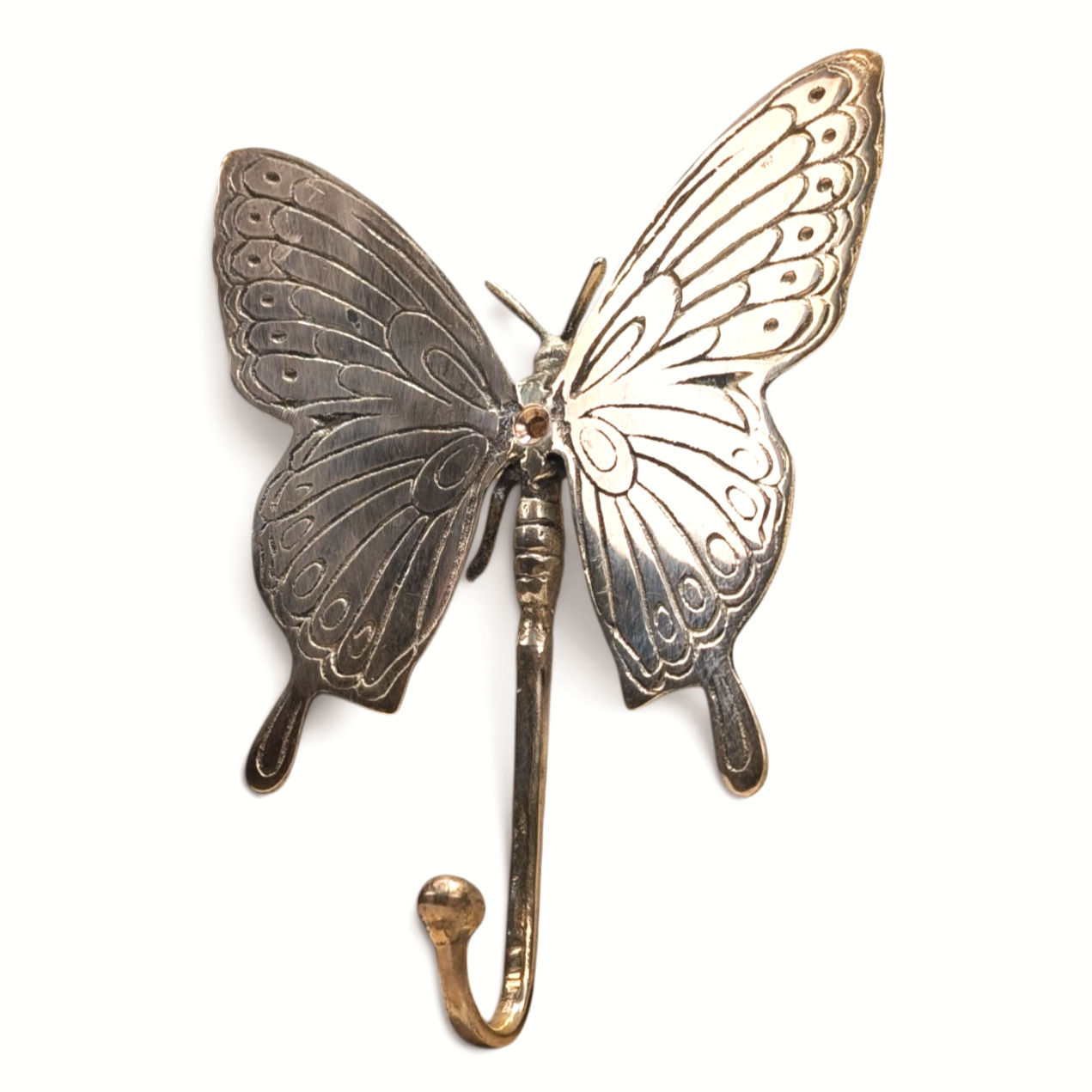 Brass Butterfly Door Hanger designed for jackets and coats