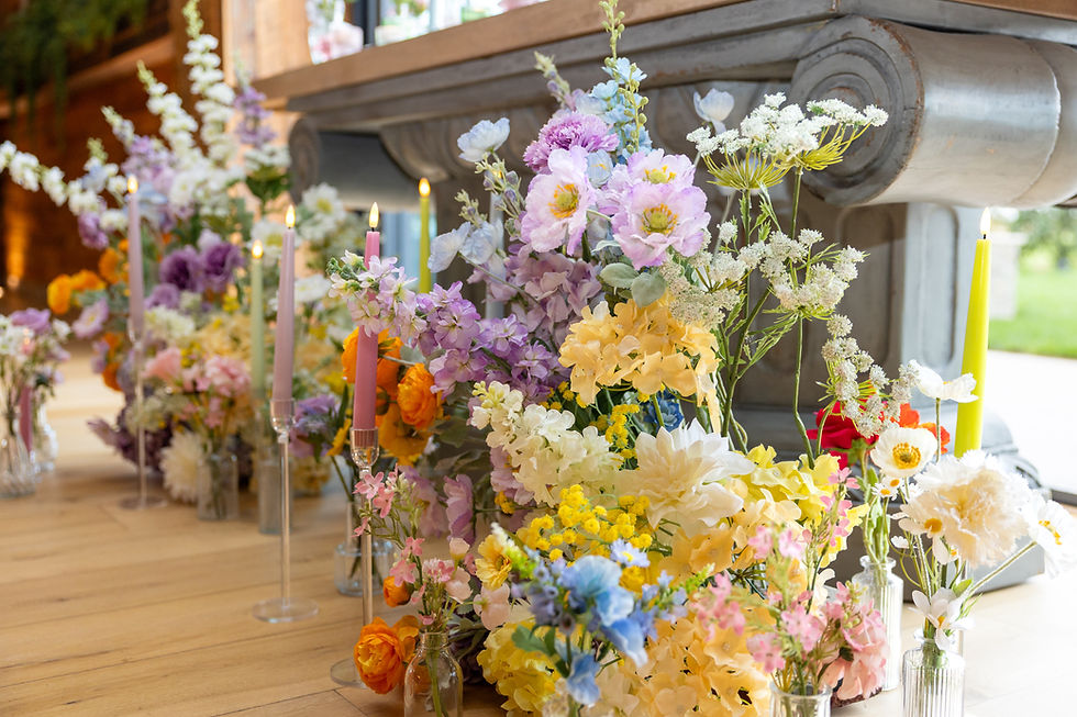 Spring faux flower arrangement