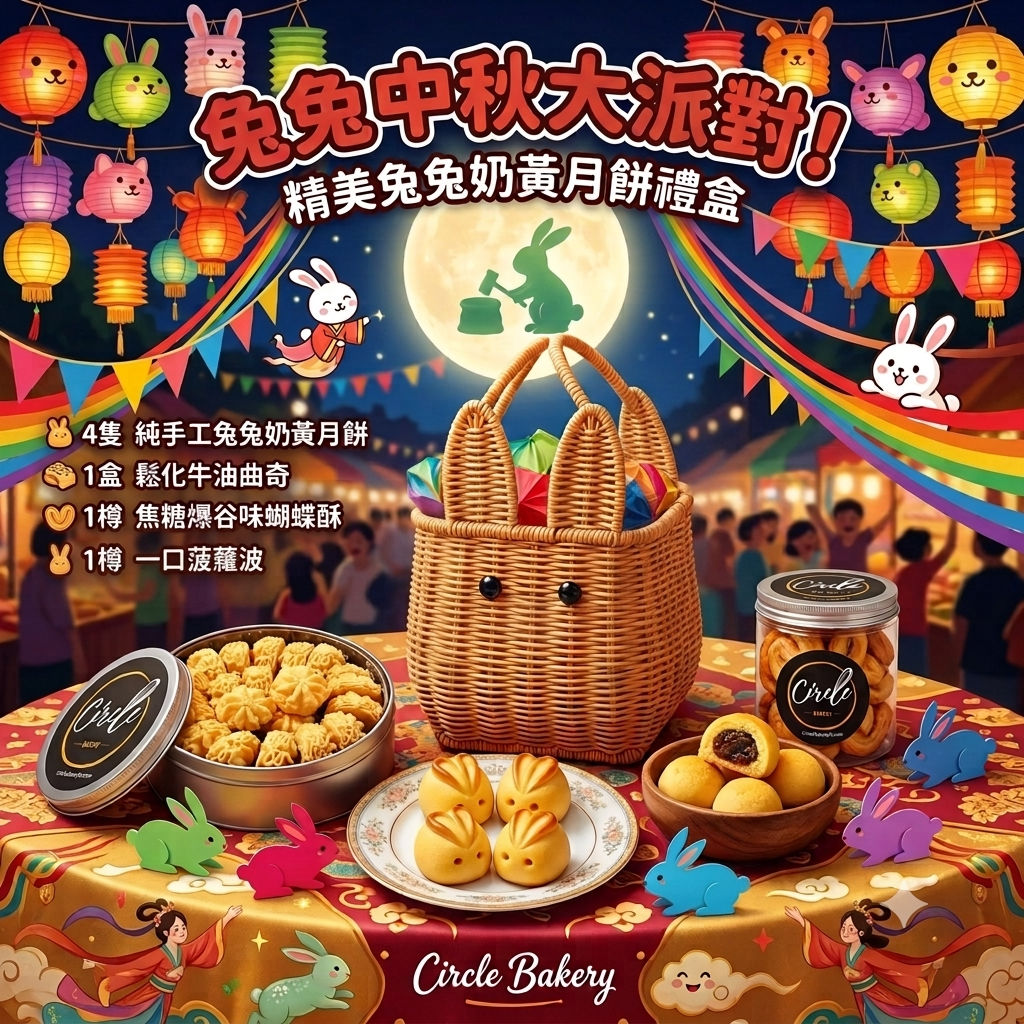 精美兔兔奶黃月餅禮盒