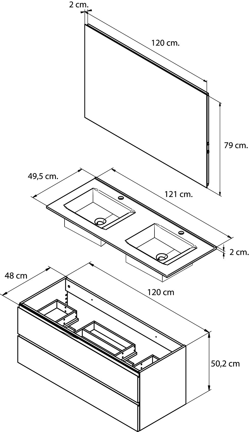 Miniature : LOFT&BATH- MEUBLE DOUBLE VASQUE AVEC MIROIR 120 CM