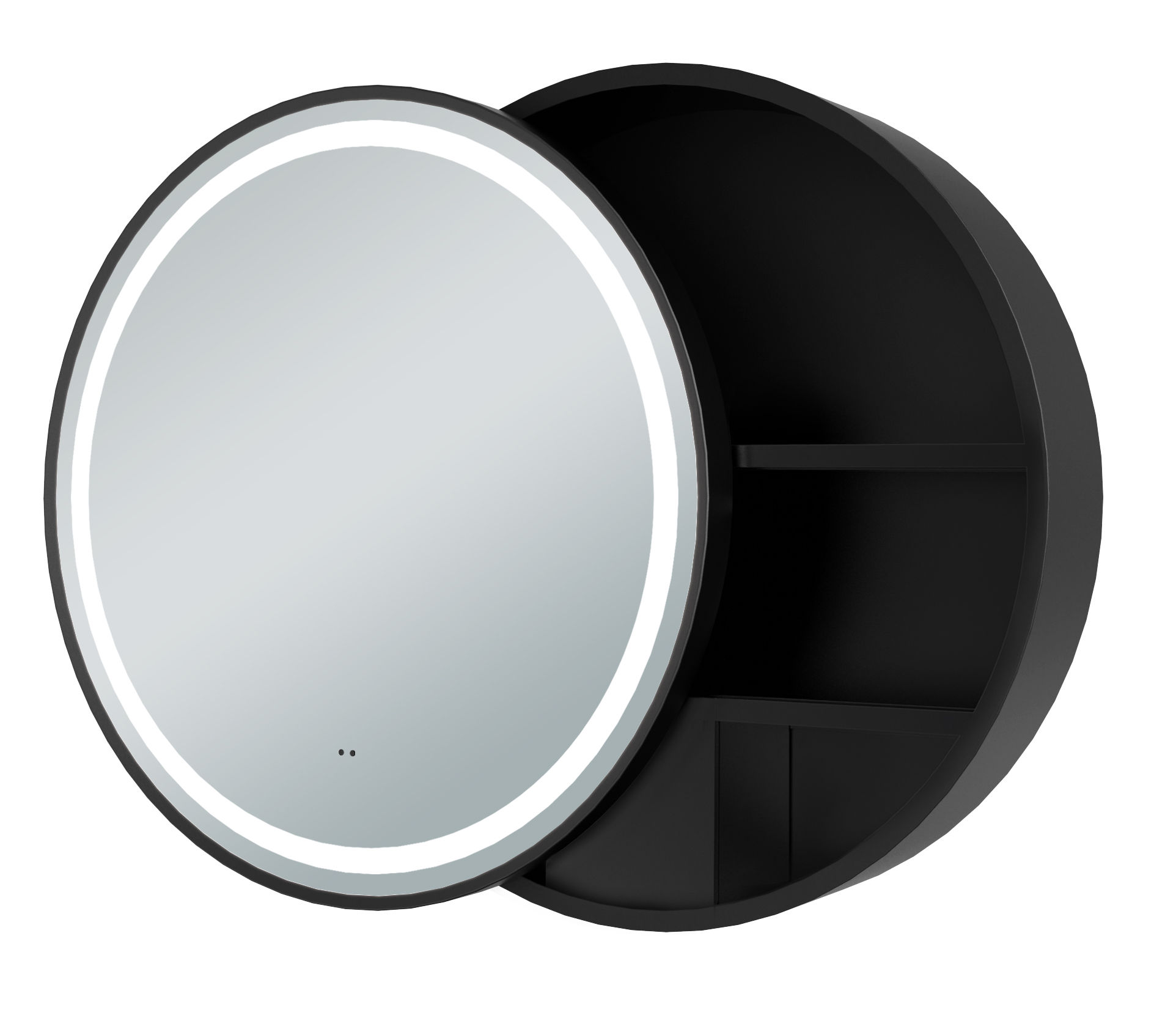 MON Round Single Door LED Mirror Cabinet